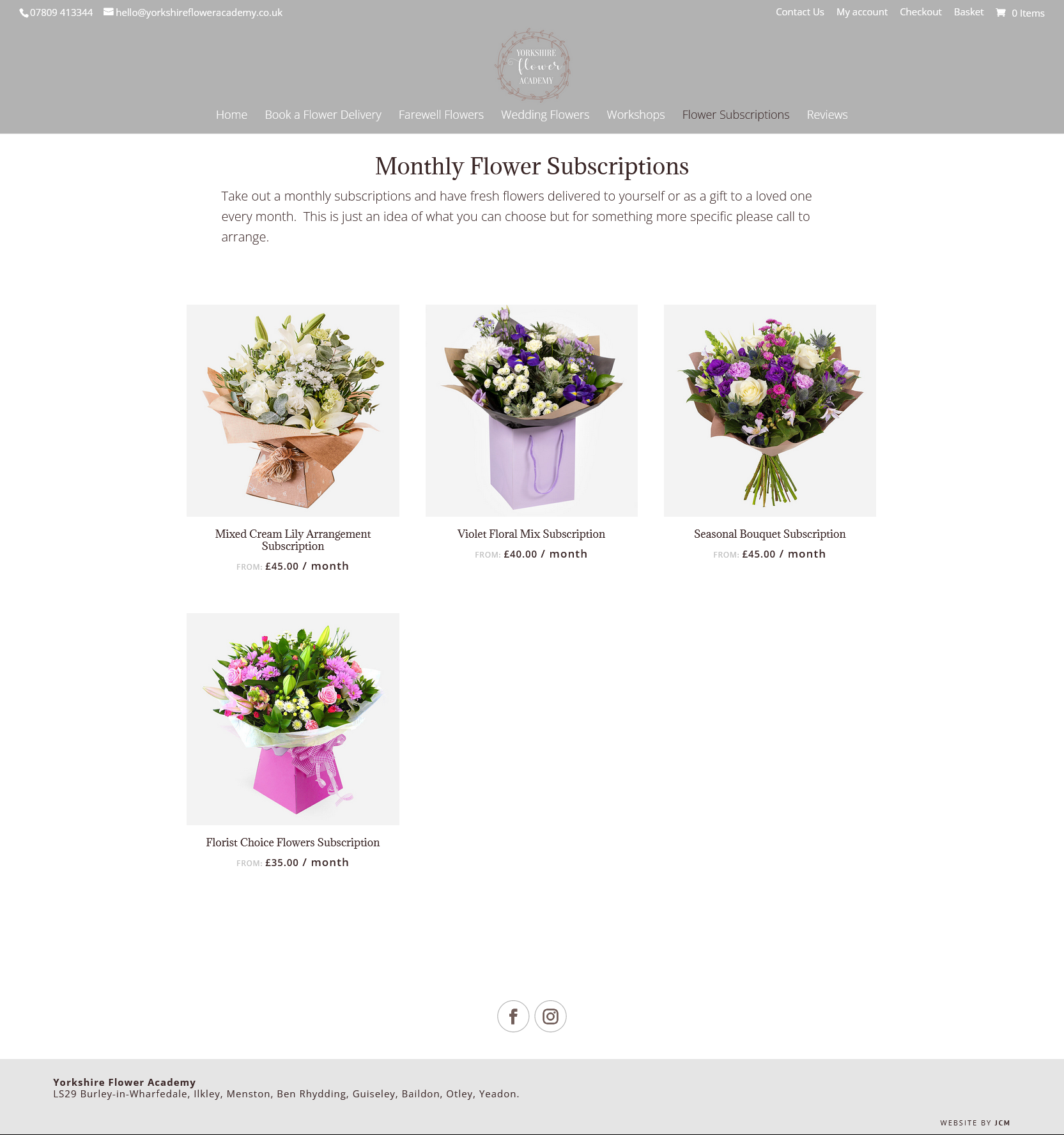 yorkshire flower academy flowe subscriptions page